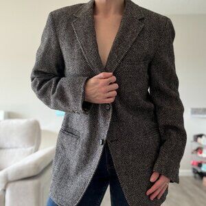 Vintage Men's Grey and Brown Jacket Blazer - Approx Size M